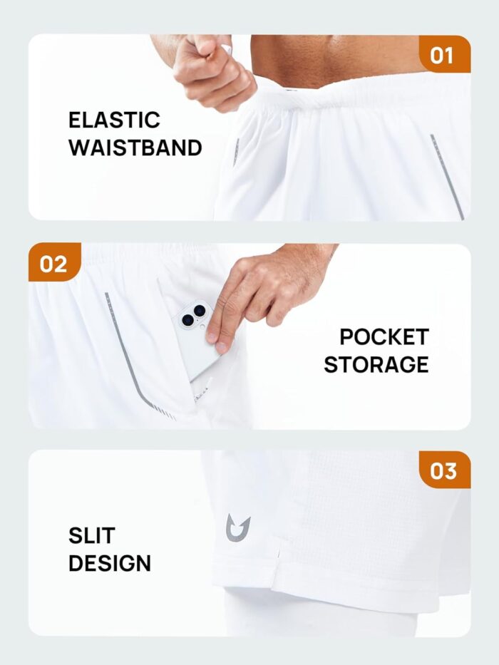 NORTHYARD Men's 2 in 1 Workout Shorts 5" Running Athletic Quick Dry Shorts Gym Sports Basketball Tennis with Phone Pockets - Image 4
