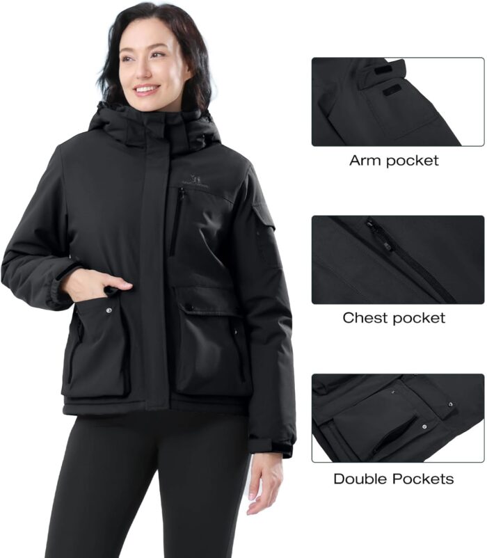 CAMEL CROWN Women's Waterproof Ski Jacket Warm Winter Snow Coat Hiking Windbreaker Hooded Outdoor Snowboarding Jacket - Image 5