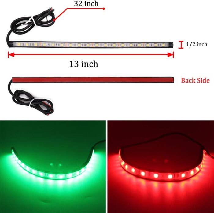 Botepon Navigation Lights - LED Bow Lights, Green & Red, Night Fishing, Deck, IP67 Waterproof for Pontoon, Dinghy, Kayak, Jon Boat, Yacht - Image 2