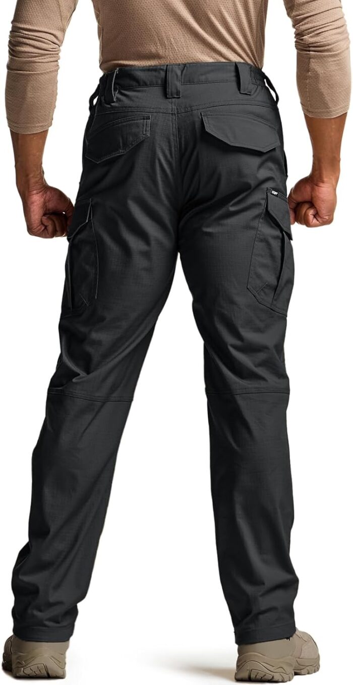 CQR Men's Flex Stretch Tactical Pants, Water Resistant Ripstop Cargo Pants, Lightweight EDC Outdoor Work Hiking Pants - Image 2