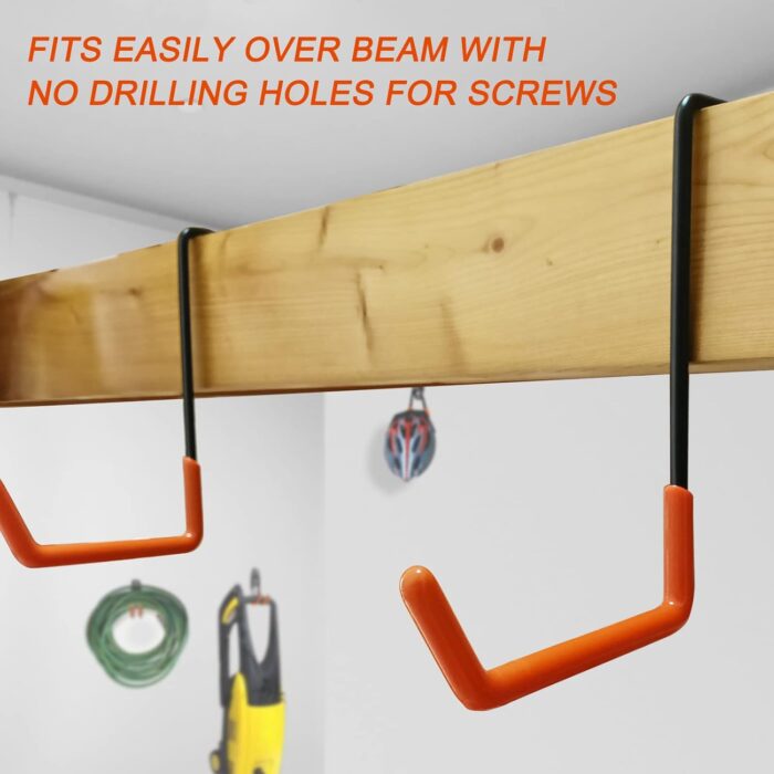 Rafter Hanger Hook Garage Bike Hooks Ladder Hanger Large S Hooks for Hanging,with Non Slip Coating,for Organizing Bulk Items,Ladders,Bikes,Ropes and More Equipment (6, Black) - Image 3