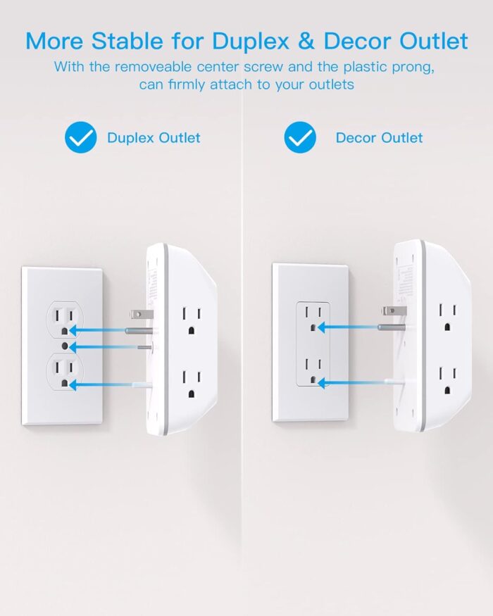 Outlet Extender with Night Light, HANYCONY Multi Plug Outlet, USB Wall Charger Surge Protector 4 USB Ports(1 USB C), Power Strip Electrical Outlet Splitter Expander for Home Office Dorm Room, ETL - Image 5