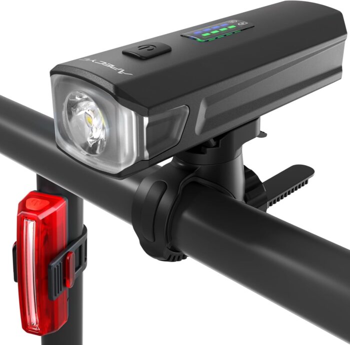 Bike Lights for Night Riding, 1200 Lumen Bicycle Front Headlight and Back Taillight with 4+5 Light Modes, USB Rechargeable Bright Bike Headlights for Cyclists and Commuters