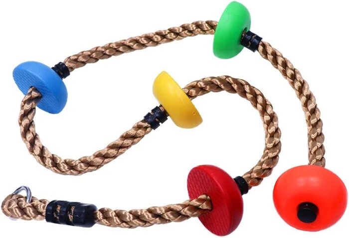 Rainbow Craft Colorful Climbing Rope - 6.5ft with 5 Knotted Foot - Kids Ninja Rope for Ninja Warrior Slackline Obstacle Course Accessories Kids Swing Set Backyard Play - Image 3