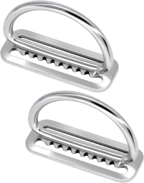 2Pack Weight Belt Keeper, 5cm/2'' Stainless Steel Serrated Scuba Diving Weight Belt Retainer Stopper with D Ring for Dive Gear and BCD Accessories