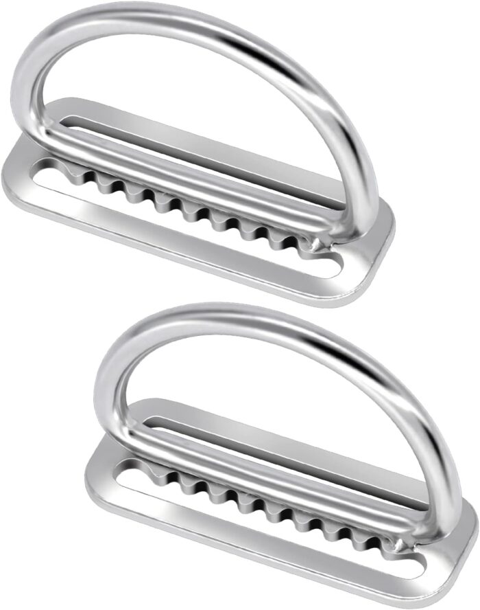 2Pack Weight Belt Keeper, 5cm/2'' Stainless Steel Serrated Scuba Diving Weight Belt Retainer Stopper with D Ring for Dive Gear and BCD Accessories