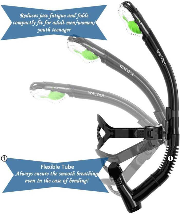 WACOOL Training Headstrap Support Dry Top Snorkel Tube Comfortable Mouthpiece One-Way Purge Valve for Pool Open Water Scuba Lap Swimming Swimmer Diving Snorkeling - Image 4