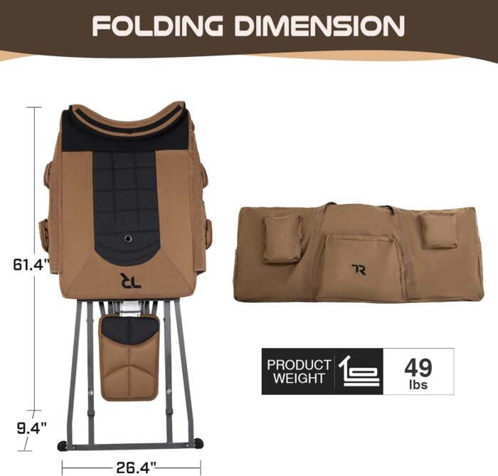 TR Magnum Precision Portable Shooting Bench Seat with Table Gun Rest, Shot Bag and Front Rest Included, Steel and Brown, Extra Large - Image 3