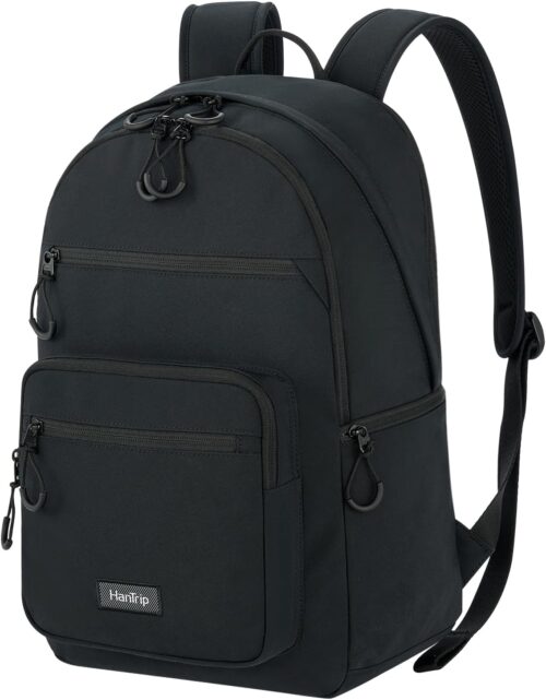 Travel Backpack for Women Men, 28L Lightweight Backpacks for Gym Nurse Work, Airplane Approved Carry On Personal Item Daypack Bookbag with 11 Pockets (Black)