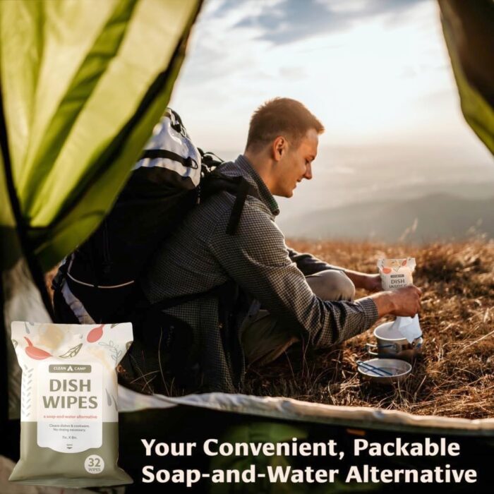 Dish Wipes | 100% Biodegradable Pre-Moistened Food-Safe Camp Kitchen Wipes | A Soap-and-Water Alternative - Image 6