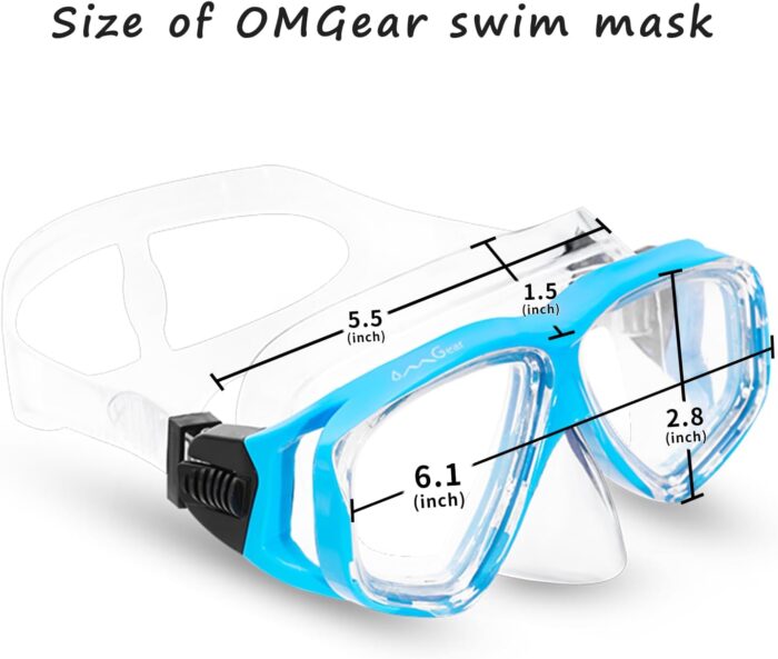 OMGear Swim Mask Dive Goggles Swimming Goggles with Nose Cover Snorkeling Gear Junior Adult Snorkel Mask for Scuba Diving Spearfishing Neoprene Strap Impact Resistance - Image 6