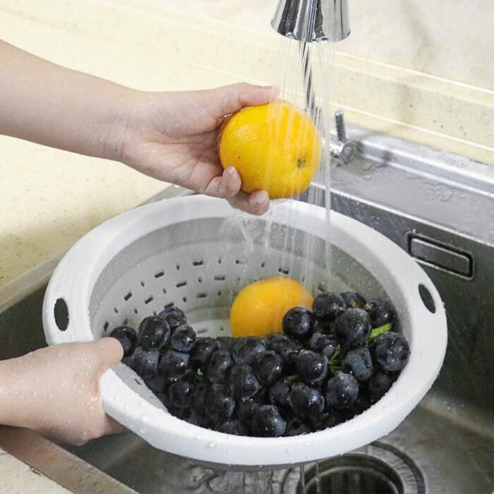 QiMH Collapsible Colander and Strainer, 5 Quart(1.25 gal), Heavey Duty Kitchen Drainer Basket for Pasta, Veggies and Fruits, New Home Apartment Essentials - Image 6