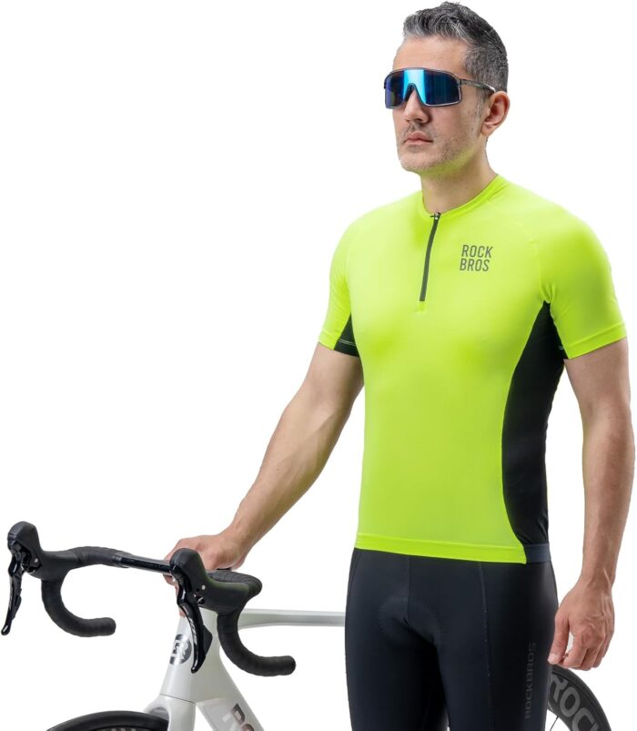 ROCKBROS Cycling Jersey Men Short Sleeve Half Zipper with 3 Rear Pockets Bike Jersey for Men Cycling Quick Dry Bike Shirts - Image 5