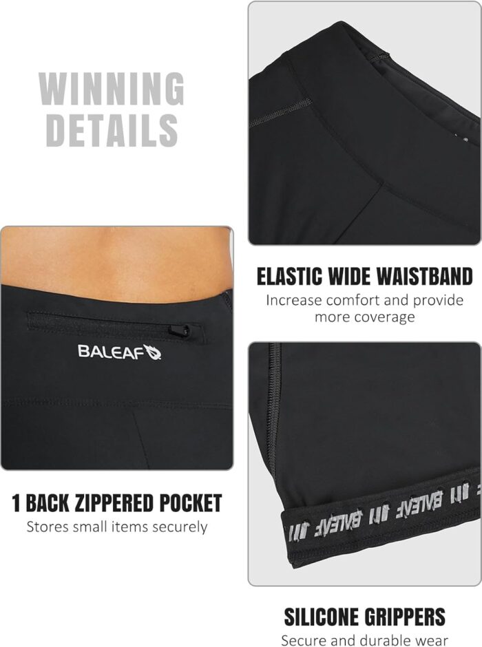 baleaf Women's Padded Bike Pants High Waist Cycling Shorts 3/4 Bicycle Capris Legging Zipper Pockets UPF 50+ - Image 5