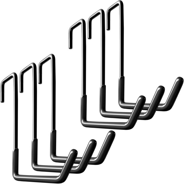 Rafter Hanger Hook Garage Bike Hooks Ladder Hanger Large S Hooks for Hanging,with Non Slip Coating,for Organizing Bulk Items,Ladders,Bikes,Ropes and More Equipment (6, Black)