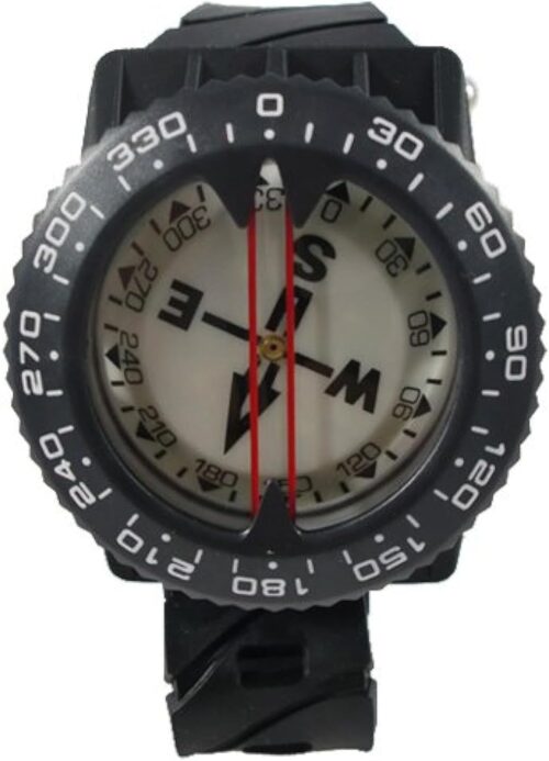 Scuba Choice Diving Deluxe Wrist Compass – 2.3” Display, Accurate Underwater Navigation, 15” Strap, Depth Rated 80m, 25° Tilt, Durable -5°C to 55°C, Made in Taiwan