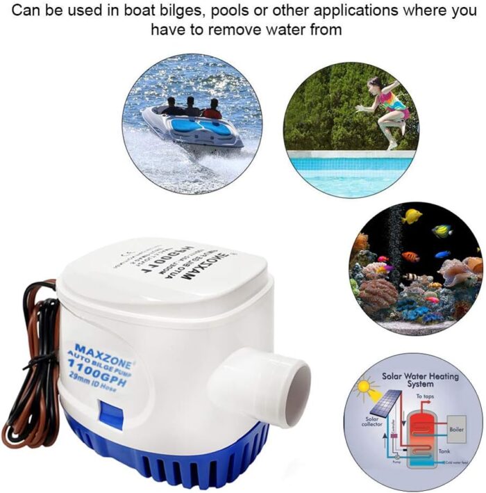 Submersible Boat Bilge Water Pump 12v 1100gph Automatic Marine Bilge Pump for Ponds, Pools, Spas Silent, Boat Caravan RV Submersible - Image 3