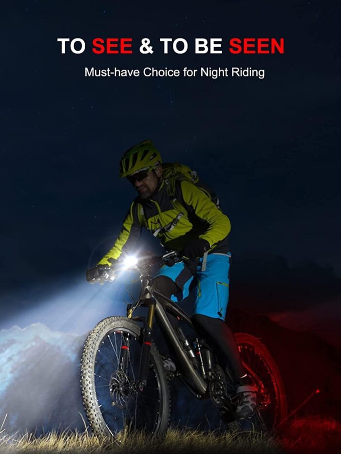 Bike Lights, Rechargeable Bicycle Lights Set Super Bright 8+12 Modes, IPX6 Waterproof Bike Lights for Night Riding/Cycling Safety, Front and Back Taillight Reflectors, 58 Hrs Long Battery Life - Image 7