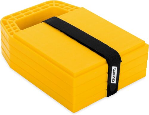 Camco Camper/RV Stabilizing Jack Pads - Features Interlocking Design & Includes Handy Strap for RV Storage and Organization - Molded of Strong UV Stabilized Polypropylene - 4-Pack (44595)