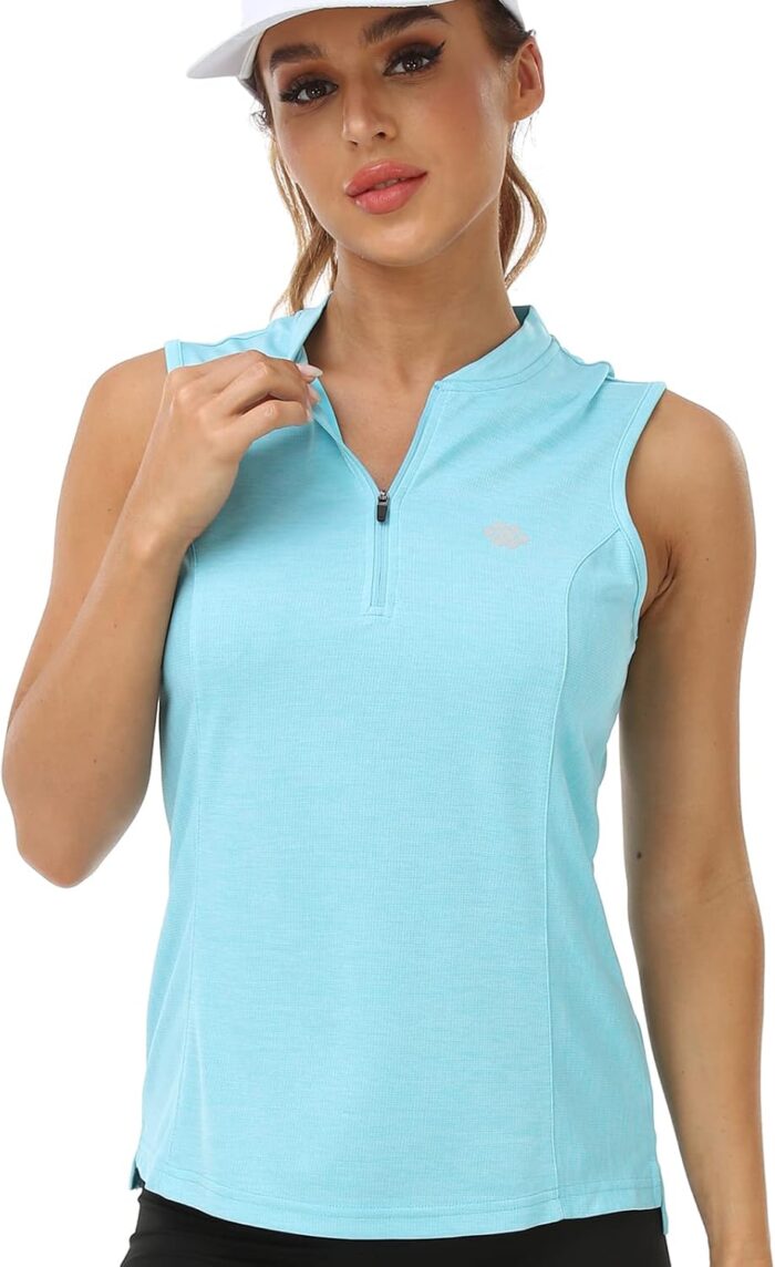 Women's Sleeveless Tennis Shirt Golf Shirts for Women Quick Dry Pickleball Shirts UPF 50+ Sportswear T-Shirts with Zipper - Image 2