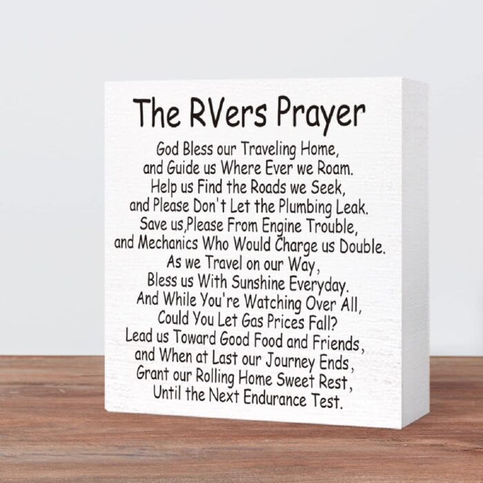 The RV Prayer Sign Wood Block,Funny Camping Decor for Camper,RV Accessories for Inside Travel Trailers,Camping Gifts for Camper, 5"L x 5"W x 1"H - Image 5