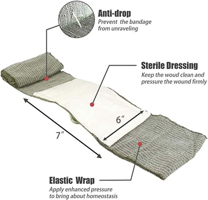 RHINO RESCUE 6" Israeli Style Emergency Bandage, Compression Trauma Wound Dressing, Medical Sterile Vacuum Sealed, Combat Tactical First Aid Kit IFAK Supplies, 5 Count - Image 2