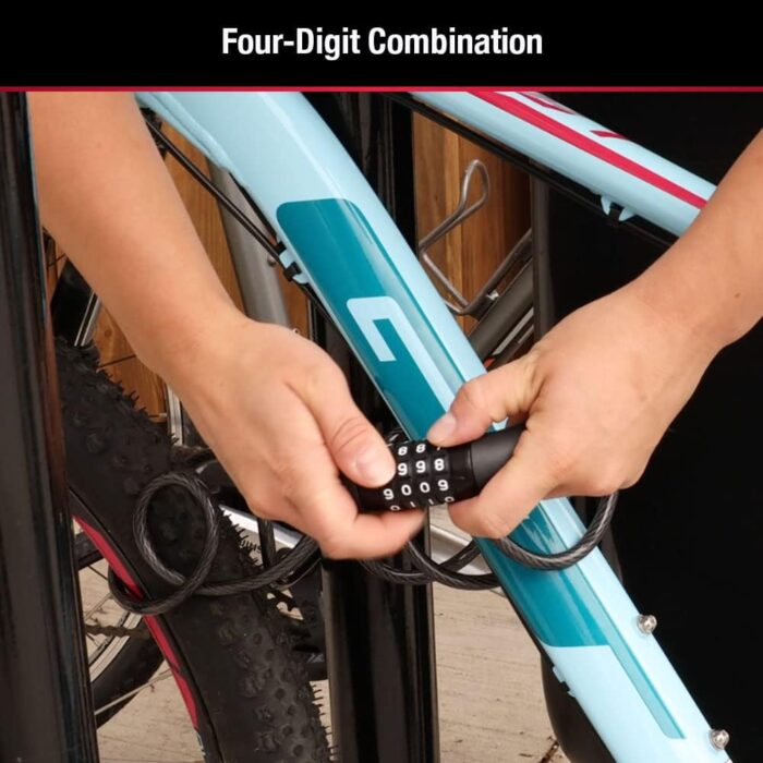 Master Lock Black Set Your Own Combination Bike Lock, Metal Cable Lock has a Weather Resistant Vinyl Coating for Outdoor Equipment, Bicycles, 6 Feet Long, 8114D - Image 6