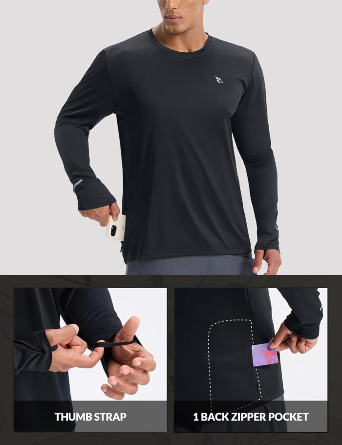 baleaf Men's Mountain Bike Shirts Long Sleeve Loose-fit Cycling Jersey Zipper Pocket UPF 50+ Workout Hiking Athletic Running - Image 4