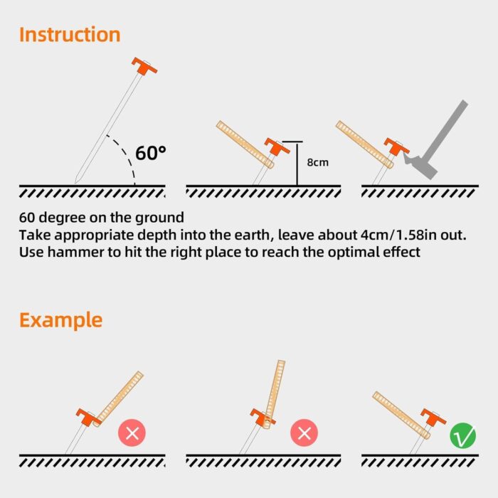 12PCS Tent Stakes Heavy Duty Camping Stakes,AVOFOREST 7.1Inch Non-Rust Metal Tent Pegs Ground Stakes Tent Spikes Camping,Hiking Orange - Image 4