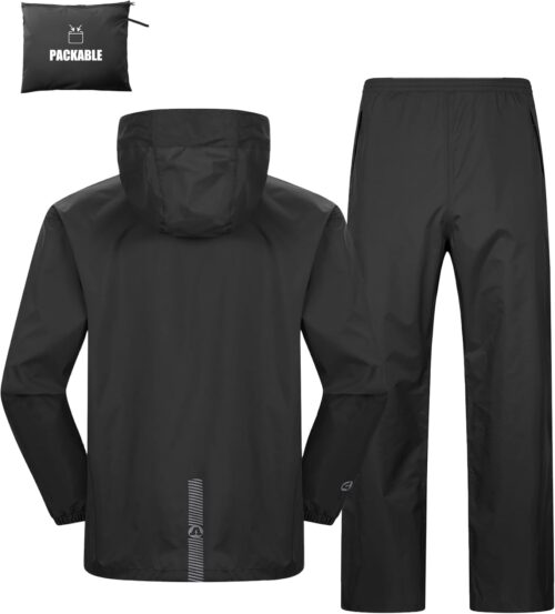 Outdoor Ventures Packable Rain Suit for Men Lightweight Waterproof Breathable Rain Gear for golf Rain Jacket Pants