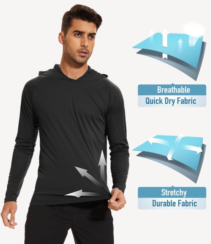 MAGCOMSEN Men's Hooded UPF 50+ Sun Protection T Shirts Long Sleeve Athletic Fishing Shirts Rash Guards - Image 4