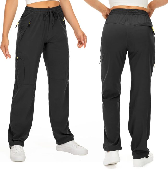 Womens Hiking Pants Quick Dry UPF 50 Lightweight Travel Golf Cargo Safari Pants Zipper Pockets - Image 2