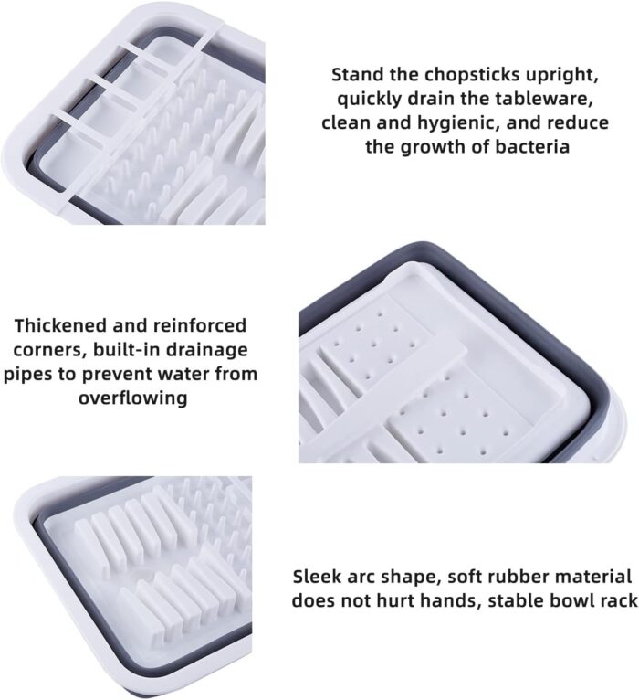 THANSTAR Collapsible Dish Drainer Portable Dinnerware Drainer Organizer for Kitchen RV Campers Travel Trailer Space Saving Kitchen Storage Tray - Image 6