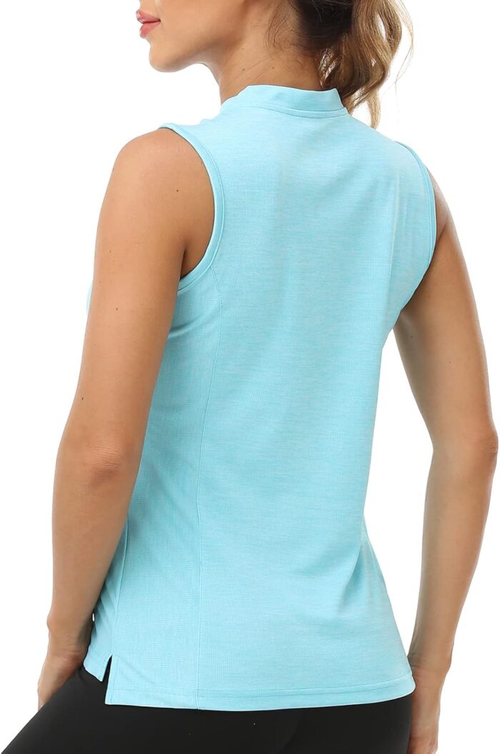 Women's Sleeveless Tennis Shirt Golf Shirts for Women Quick Dry Pickleball Shirts UPF 50+ Sportswear T-Shirts with Zipper - Image 4