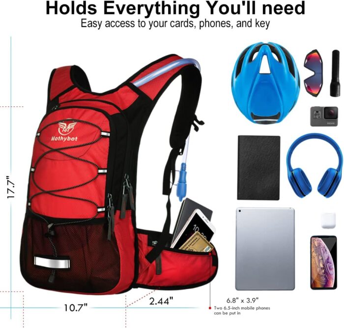Hydration Pack, Insulated Hydration Backpack with 2L BPA Free Water Bladder and Storage, Hiking Backpack for Men, Women, Kids for Running, Cycling, Camping - Keep Liquid Cool up to 5 Hours - Image 8
