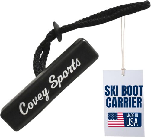 Covey Sports Ski Boots Carrier Strap with Thermoplastic Handle & Durable Nylon Cord - Lightweight Ski Boot Holder & Tote for Easy Transport - Compact Snow Sports Equipment Accessory Made in USA