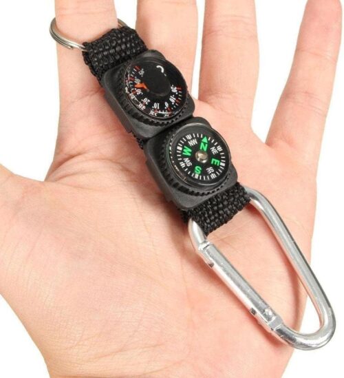 Black Carabiner Key Chain Compass Thermometer Metal Camping Outdoor Gadgets Hiking Survival to Multifunctional Mountaineering Sports Outdoor Recreation Accessories