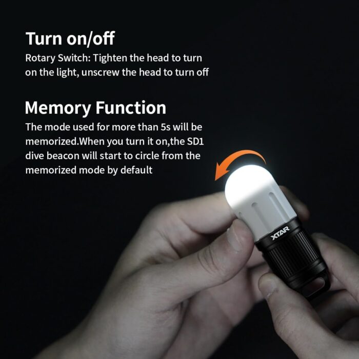 XTAR SD1 Scuba Dive Strobe Beacon,4-Color-in-1 (White,Red,Blue,Green) 8 Modes Diving Signal Light Night Dive Flashing Marker Light,for 100M Underwater Diving (SD1 KT NO Battery Included) - Image 4