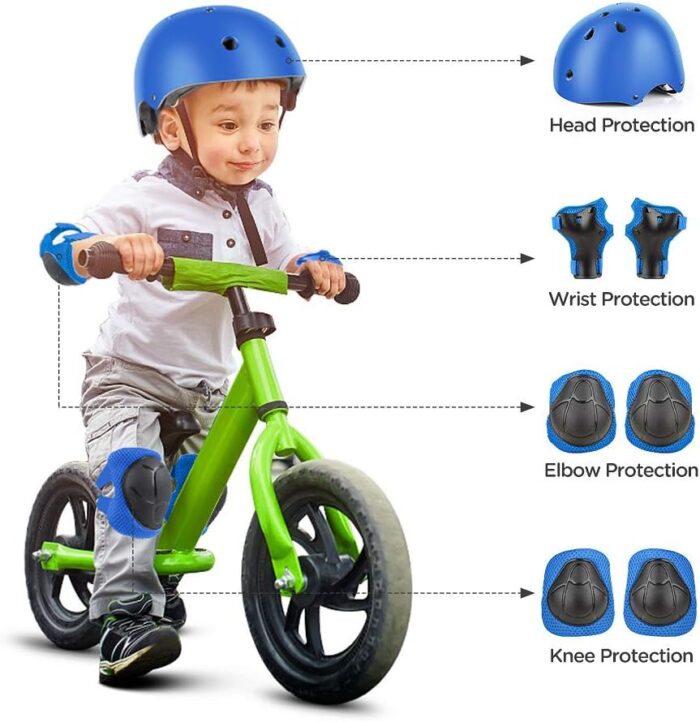 DaCool Kids Bike Helmet Set Skateboard Knee Pads - Kids Helmet Elbow Pads Wrist Guards Adjustable for 3~10yrs Girl Boy Kids Protective Gear Set for Sport Cycling Bike Roller Skating Scooter - Image 3