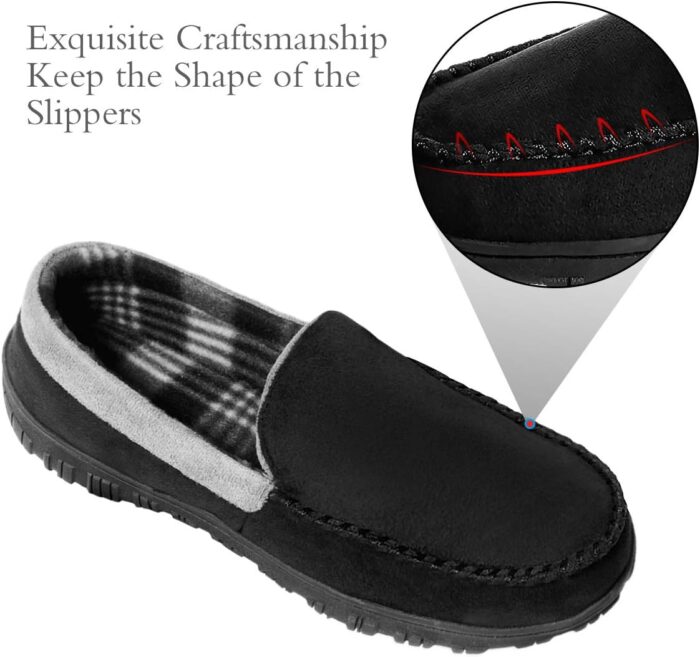 shoeslocker Mens Slippers Microsuede Moccasin Memory Foam House Shoes - Image 2