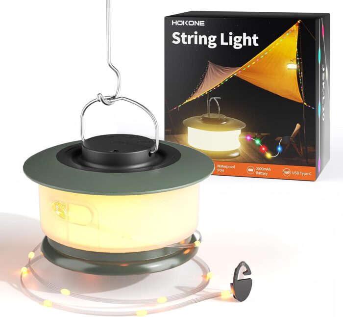 Hokone Camping String Lights, 32.8FT 22 Lighting Modes, Waterproof, Rechargeable, Quick Storage Portable Tent Lights Perfect for Outdoor, Indoor, Party, Patio, Garden, Camping, Holiday Decor - Image 8