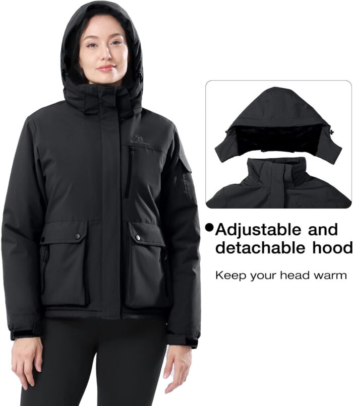 CAMEL CROWN Women's Waterproof Ski Jacket Warm Winter Snow Coat Hiking Windbreaker Hooded Outdoor Snowboarding Jacket - Image 4