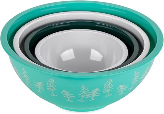 Camco Life is Better at The Campsite Nesting Bowl Set with Lids | Great for On-The-Go Lifestyles | Features (4) Durable Melamine Bowls with (4) Plastic Lids (53451) - Image 5