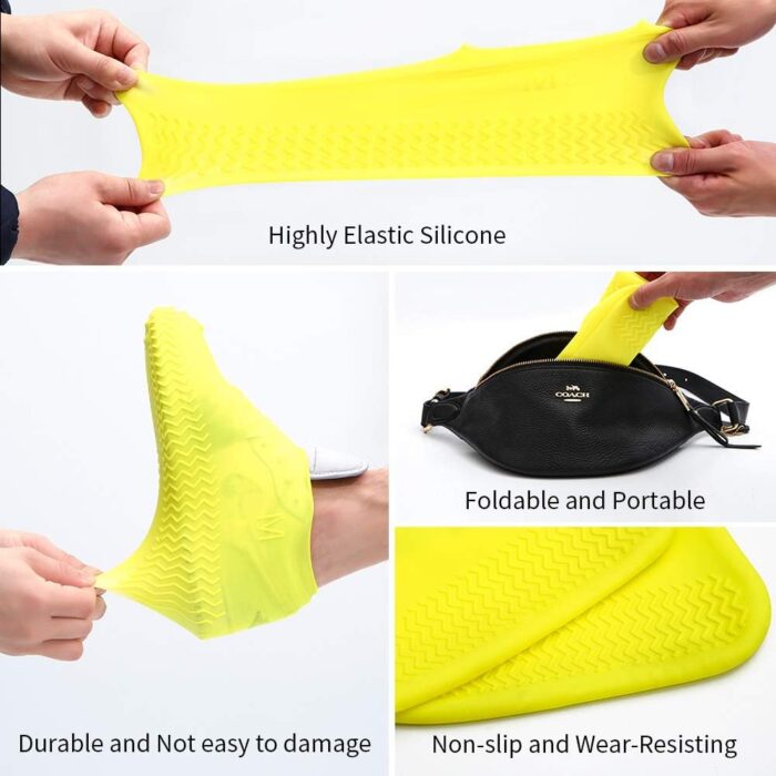 Waterproof Silicone Shoe Covers for Rain,Reusable Non Slip Rubber Rain Shoe Cover Cycling Shoe Protectors Outdoor with Non-slip Sole Apply to Men,Women,Kids(Small Whiht) - Image 2