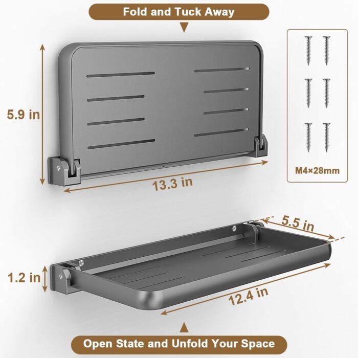 Safoner RV Aluminum Fold-Down Wall Shelf - The Essential Camper Accessory for Interior Organization | Space-Efficient Versatile Floating Storage- 1 Pack - Image 2