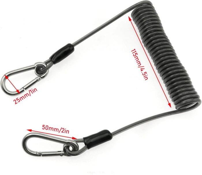 Fishing Coiled Lanyard Stainless Steel Wire Lost Hand Rope Telescopic Rope Hook Loss Prevention Fishing Accessories Tools for Mountaineering, Fishing, Boating, Hiking, Camping and Hunting - Image 2