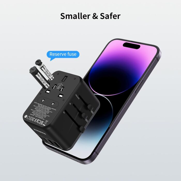 MOMAX Universal Travel Adapter, 70W GaN International Power Adapter, 3 USB-C & 2 USB-A, Worldwide Travel Plug Adapter, International Power Adapter for Most Europe, USA, Japan, Australia (Type C/A/G/I) - Image 8