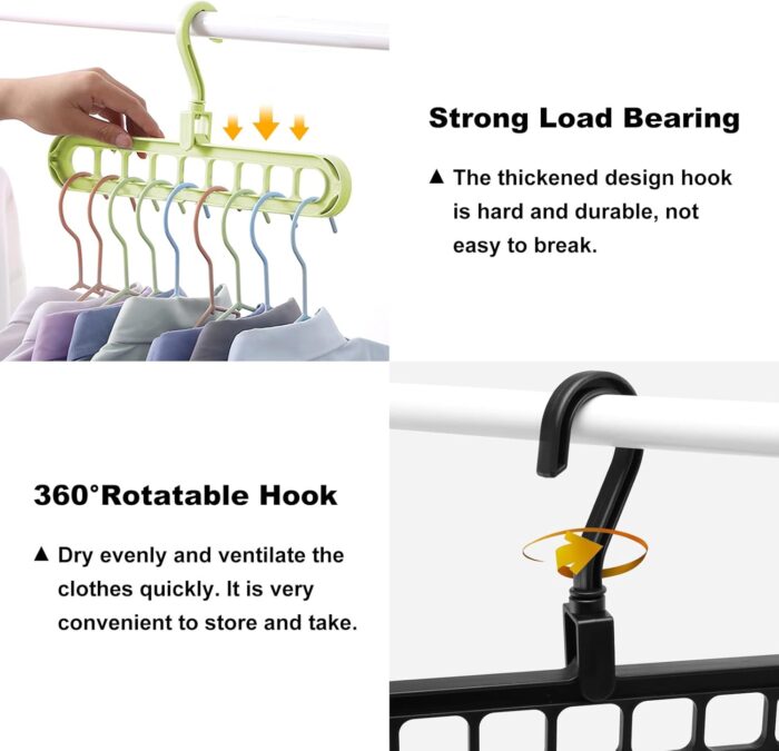 Closet Organizers and Storage,College Dorm Room Essentials,Pack of 6 Multifunctional Organizer Magic Space Saving Hangers with 9 Holes Storage Organization for Wardrobe Closet - Image 4