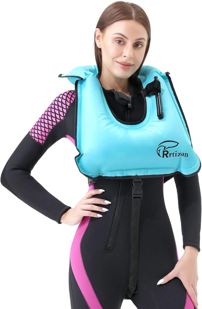 Rrtizan Snorkel Vest, Adults Portable Inflatable Swim Vest Jackets for Snorkeling Swimming Diving Safety - Image 7