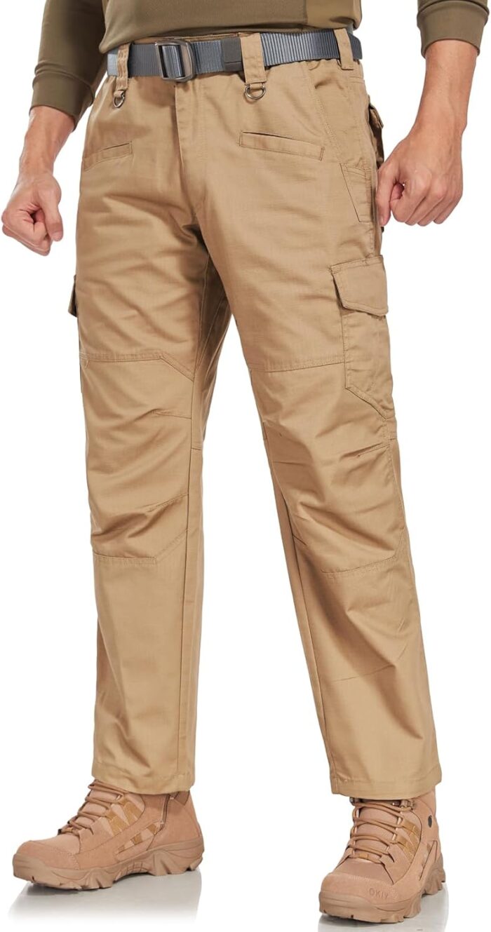 SPOSULEI Mens Tactical Pants Ripstop Cargo Work Pants with 9 Pockets Water Resistant Breathable Hiking Construction Pants - Image 5